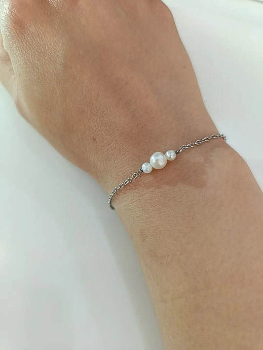 BRACCIALE 3 PERLE ARGENTO