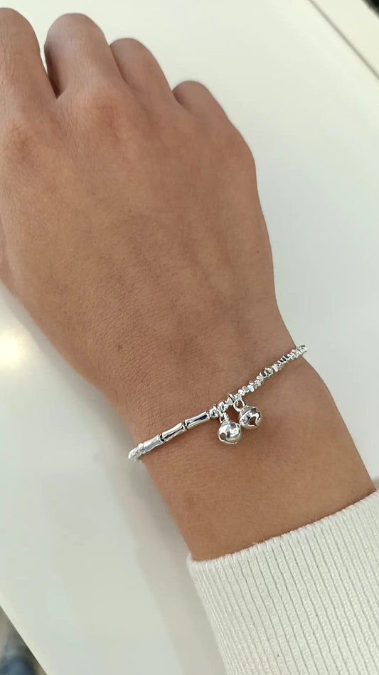 BRACCIALE DOPPIA CAMPANELLA ARGENTO