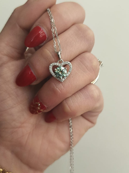 Collana cuore di moissanite argento