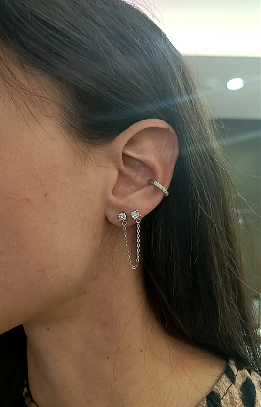 ORECCHINI DOPPIA LUCE ARGENTO