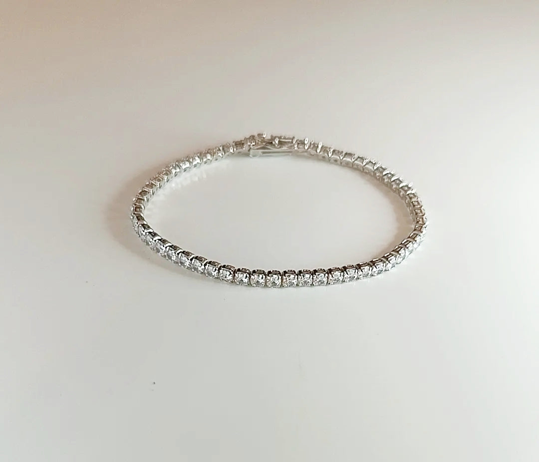 BRACCIALE TENNIS ZIRCONI BIANCHI 3 MM ARGENTO