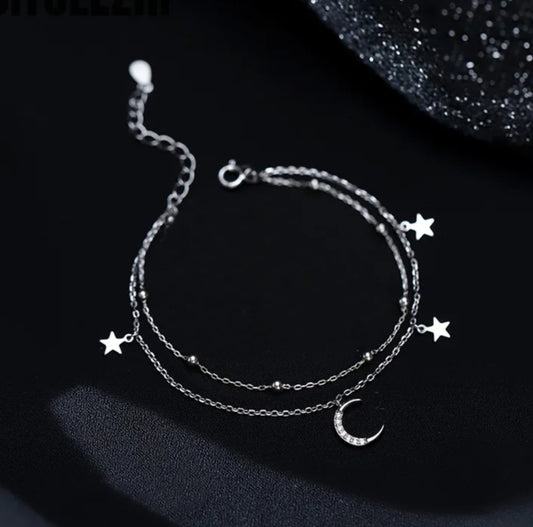 BRACCIALE DOPPIO LUNA ARGENTO