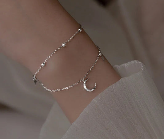 BRACCIALE DOPPIO LUNA ARGENTO
