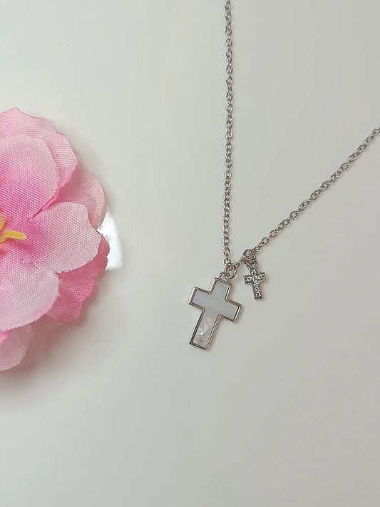 Collana croce madreperla