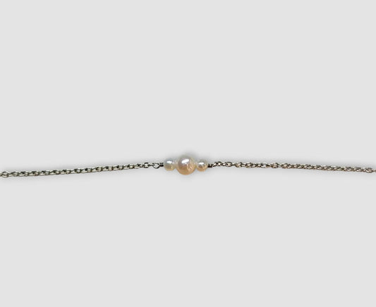 BRACCIALE 3 PERLE ARGENTO