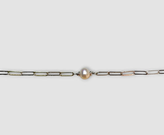 BRACCIALE CATENA PERLA ARGENTO