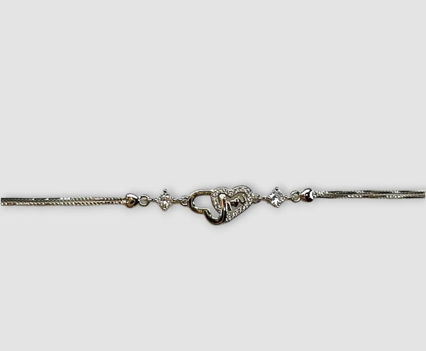 BRACCIALE DOPPIO CUORE "I LOVE U" ARGENTO