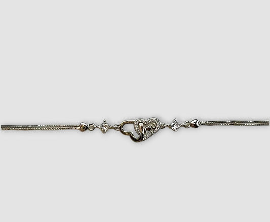 BRACCIALE DOPPIO CUORE "I LOVE U" ARGENTO