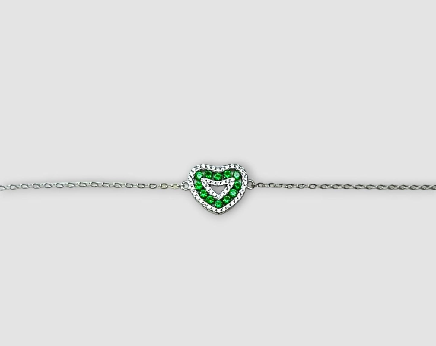 BRACCIALE CON ZIRCONI VERDI ARGENTO