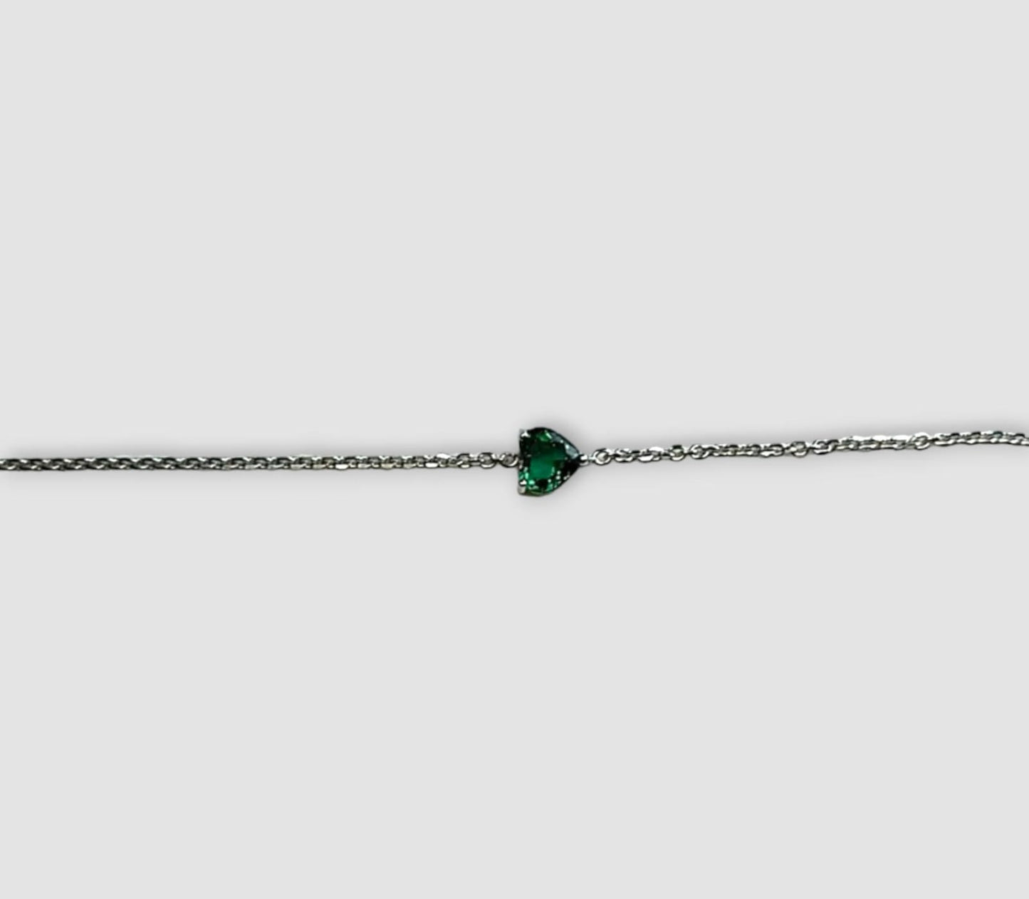 BRACCIALE CUORE VERDE ARGENTO