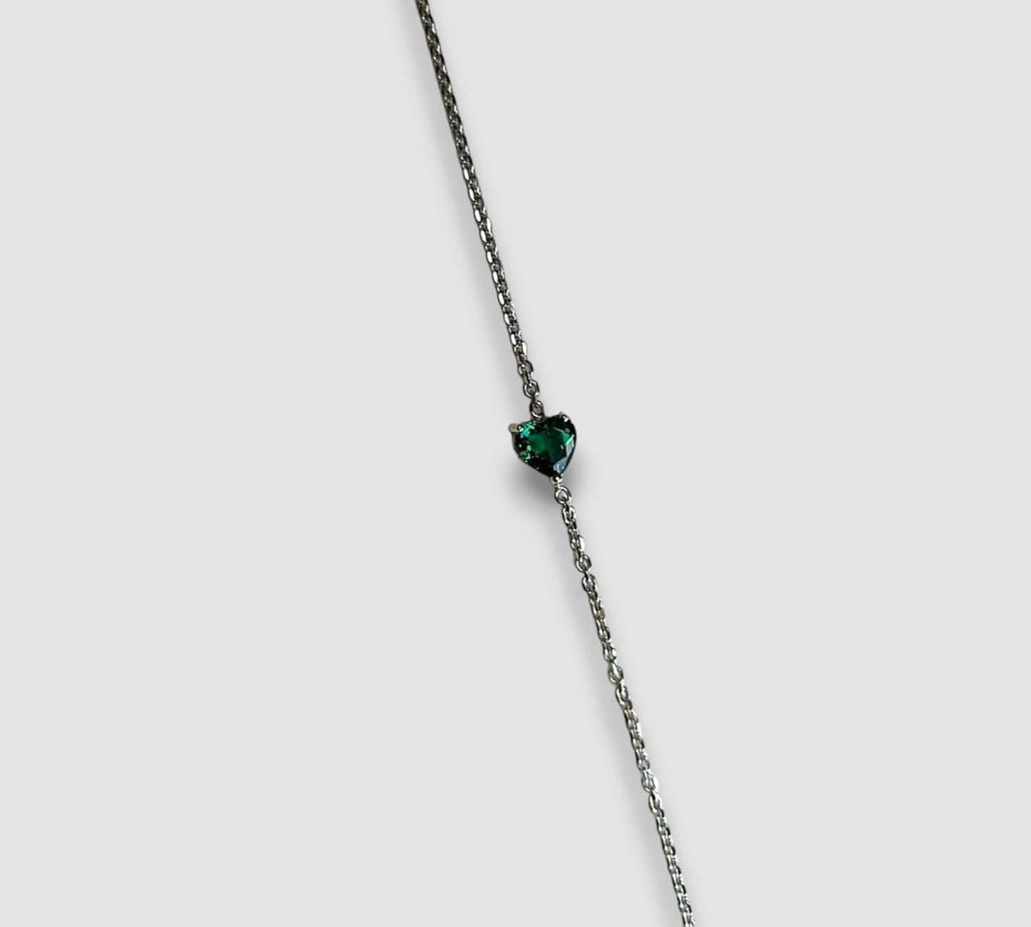 BRACCIALE CUORE VERDE ARGENTO