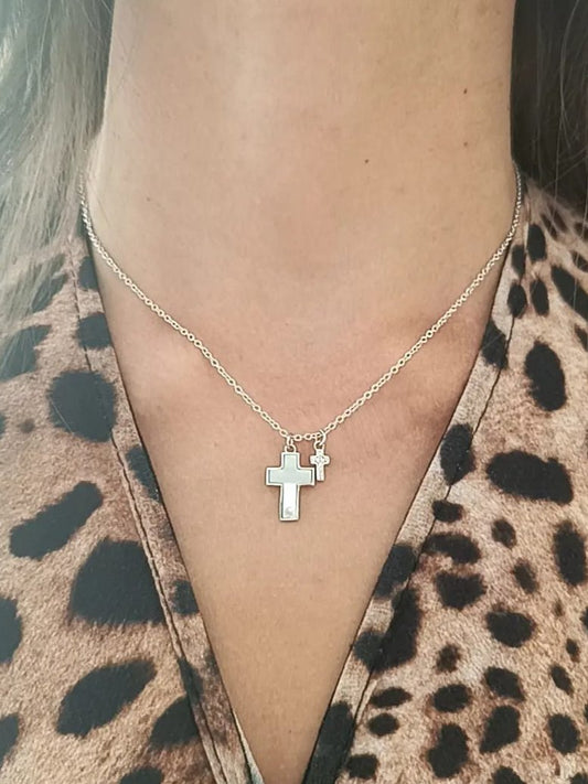 Collana croce madreperla
