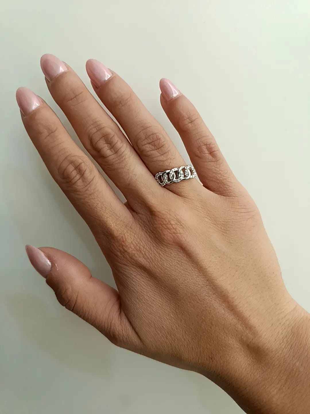 ANELLO CATENA ORO BIANCO 18 KT