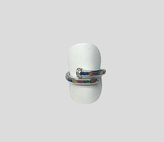 Anello chiodo arcobaleno placcato argento