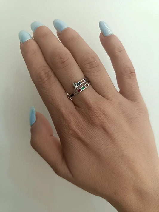 Anello chiodo arcobaleno placcato argento