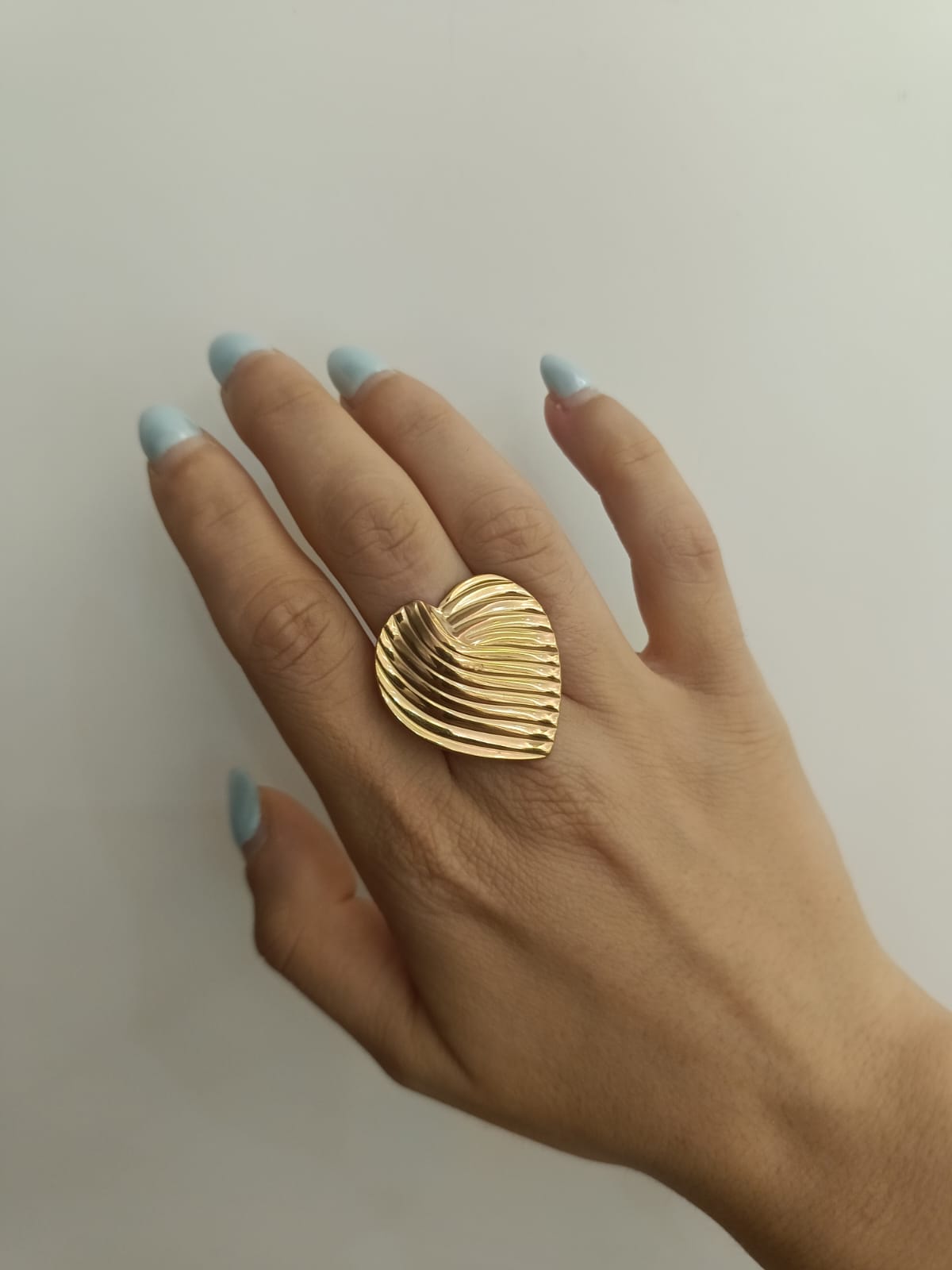 Anello cuore maxi rigato