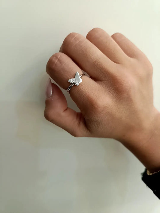 ANELLO FARFALLA ORO BIANCO 18 KT