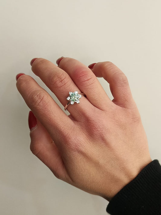 Anello stella con moissanite argento