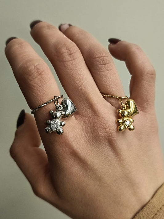 Anello teddyno dolce con sonaglio