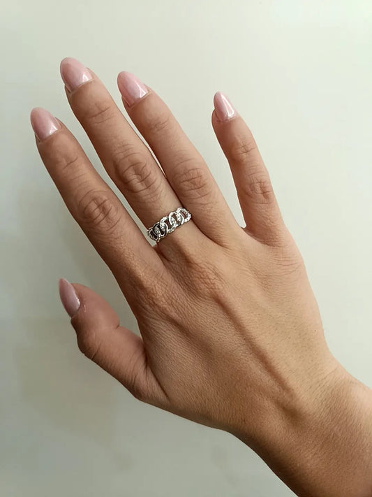 Anello catena oro bianco 18 kt