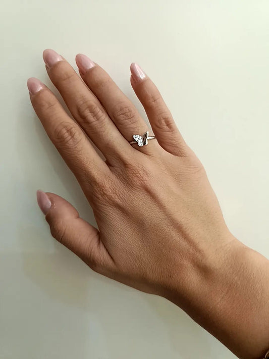 ANELLO FARFALLA ORO BIANCO 18 KT