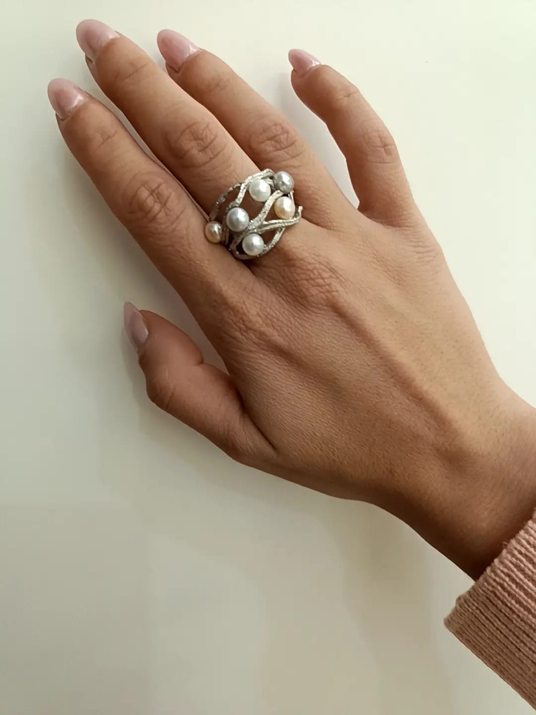 ANELLO PERLE ARGENTO