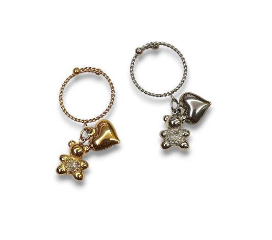 Anello teddyno dolce con sonaglio