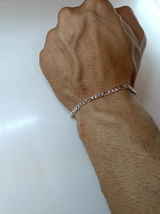 BRACCIALE CATENA 3 A 1 ARGENTO
