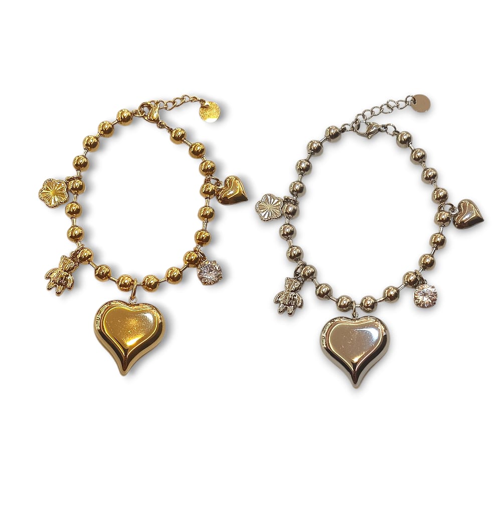 Bracciale a sfera con sonaglio + charm