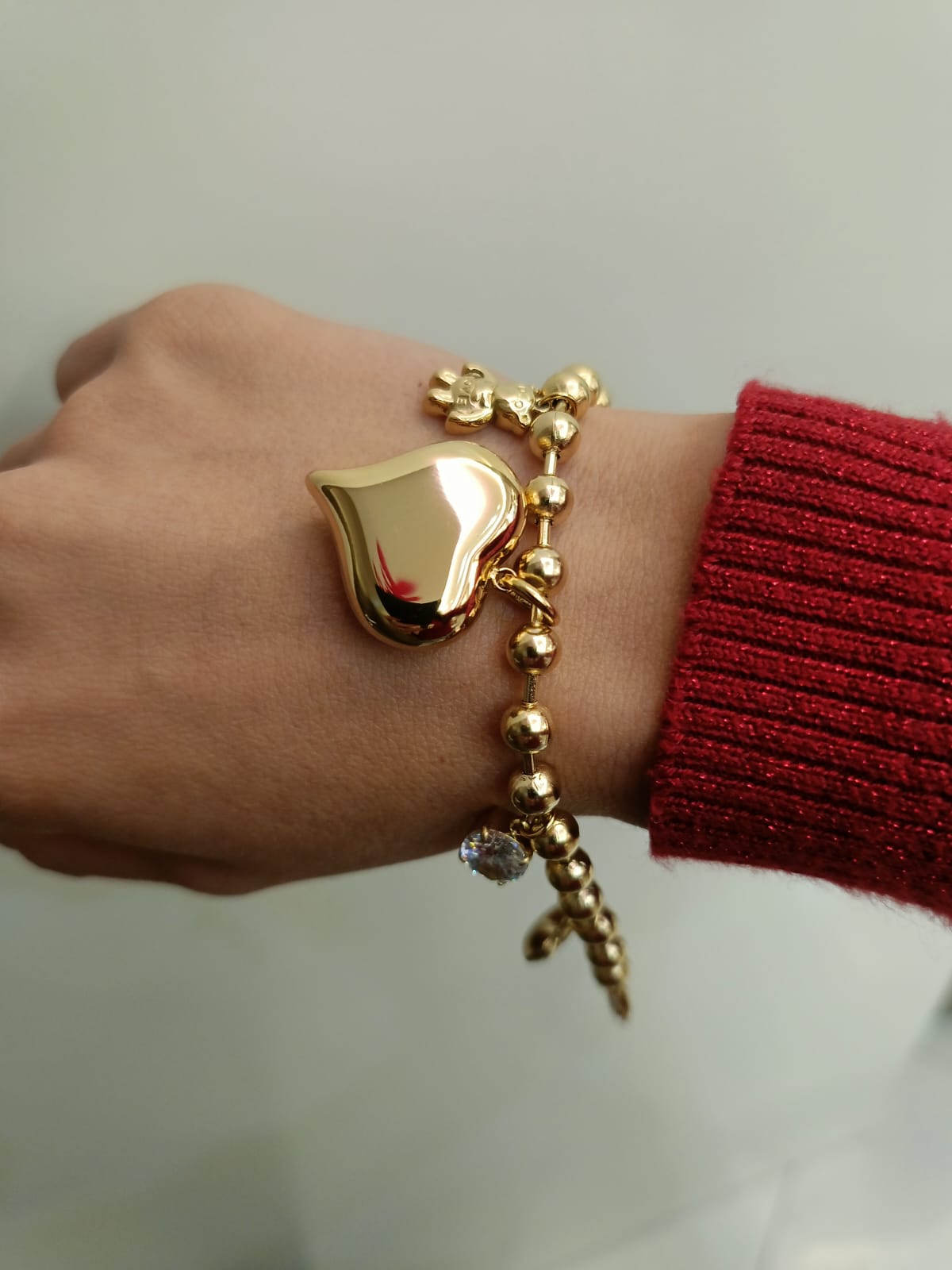 Bracciale a sfera con sonaglio + charm