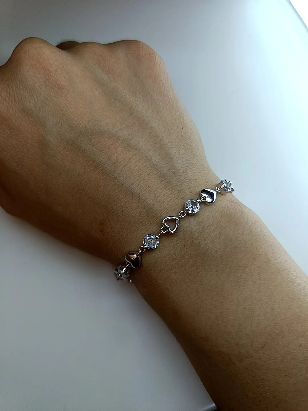BRACCIALE CASCATA DI CUORI E LUCE ARGENTO