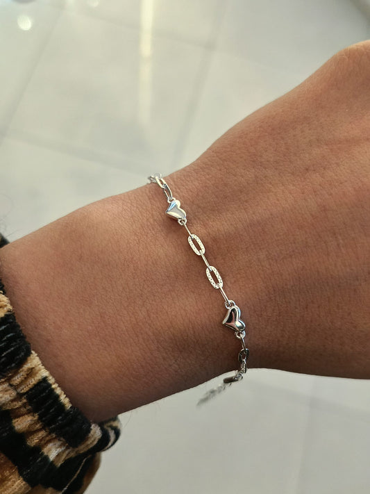 BRACCIALE CUORI ARGENTO