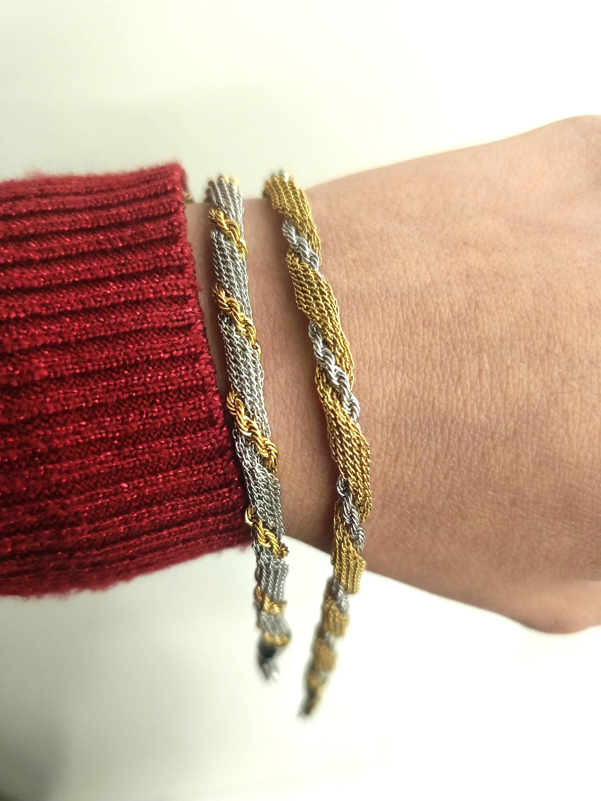 Bracciale intreccio bicolore
