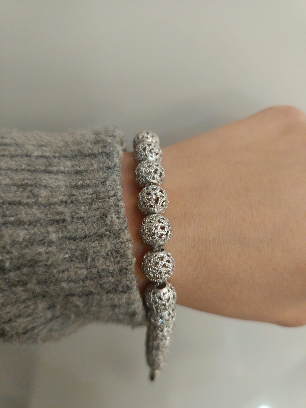 Bracciale sfera diamantata argento