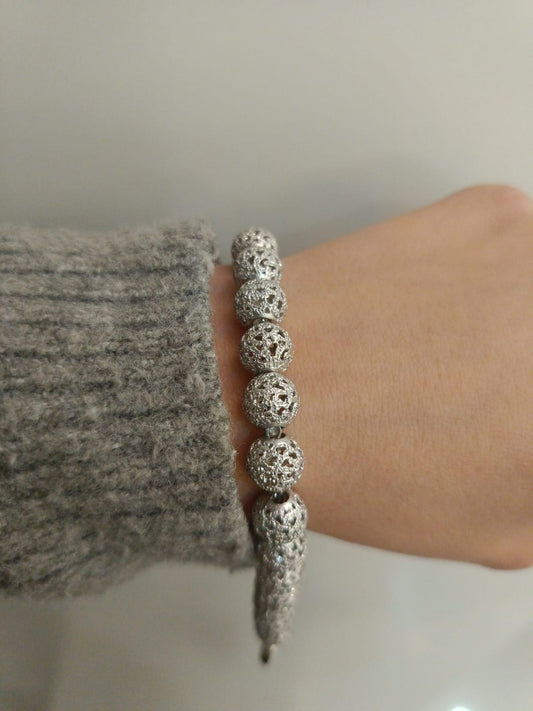 Bracciale sfera diamantata argento