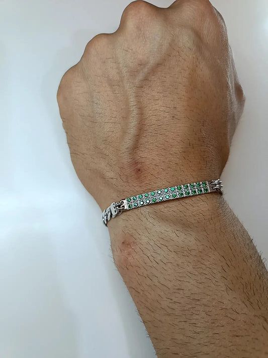 BRACCIALE ZIRCONI VERDI E ARGENTO