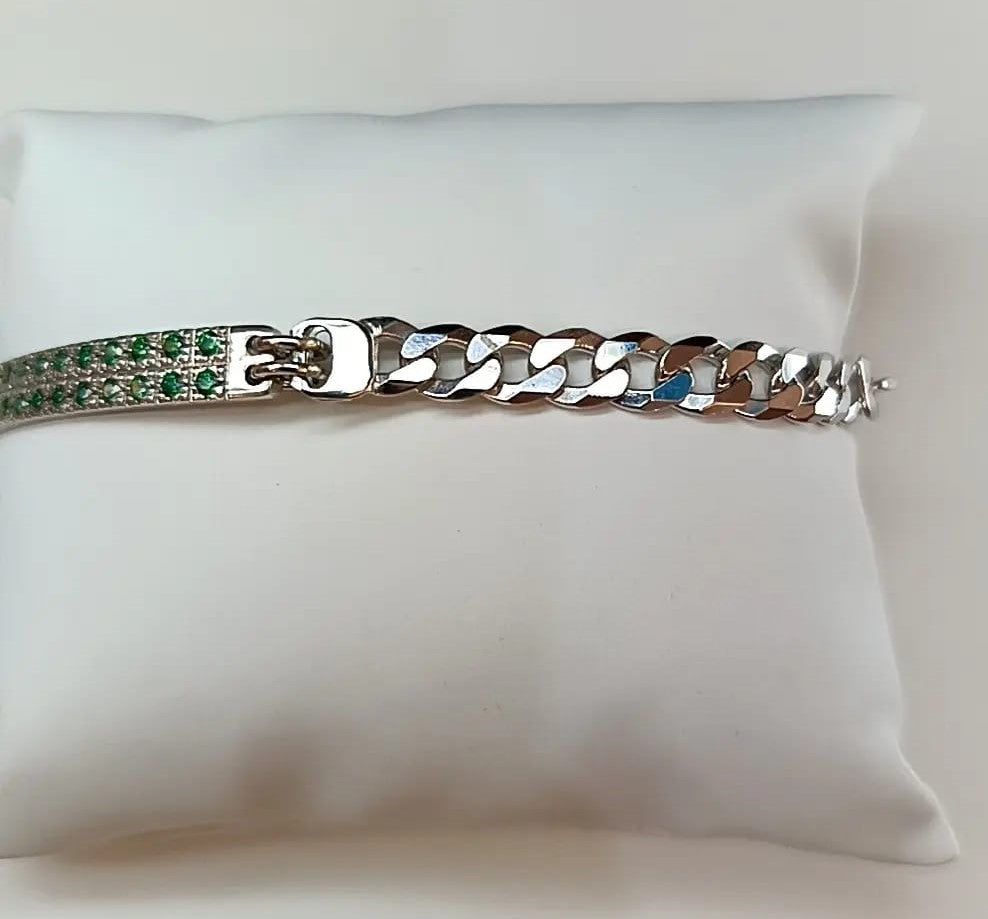 BRACCIALE ZIRCONI VERDI E ARGENTO
