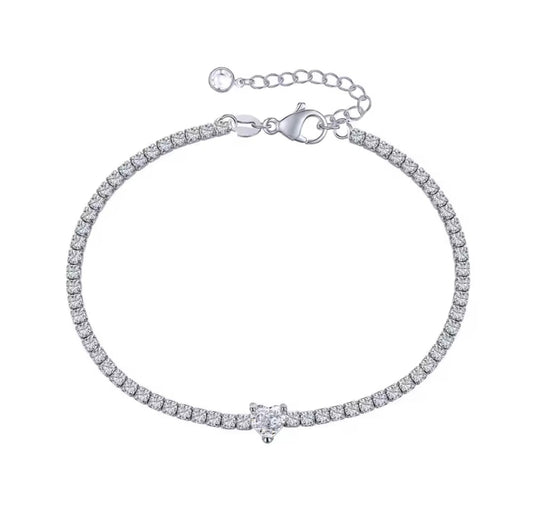 BRACCIALE TENNIS CUORE ARGENTO