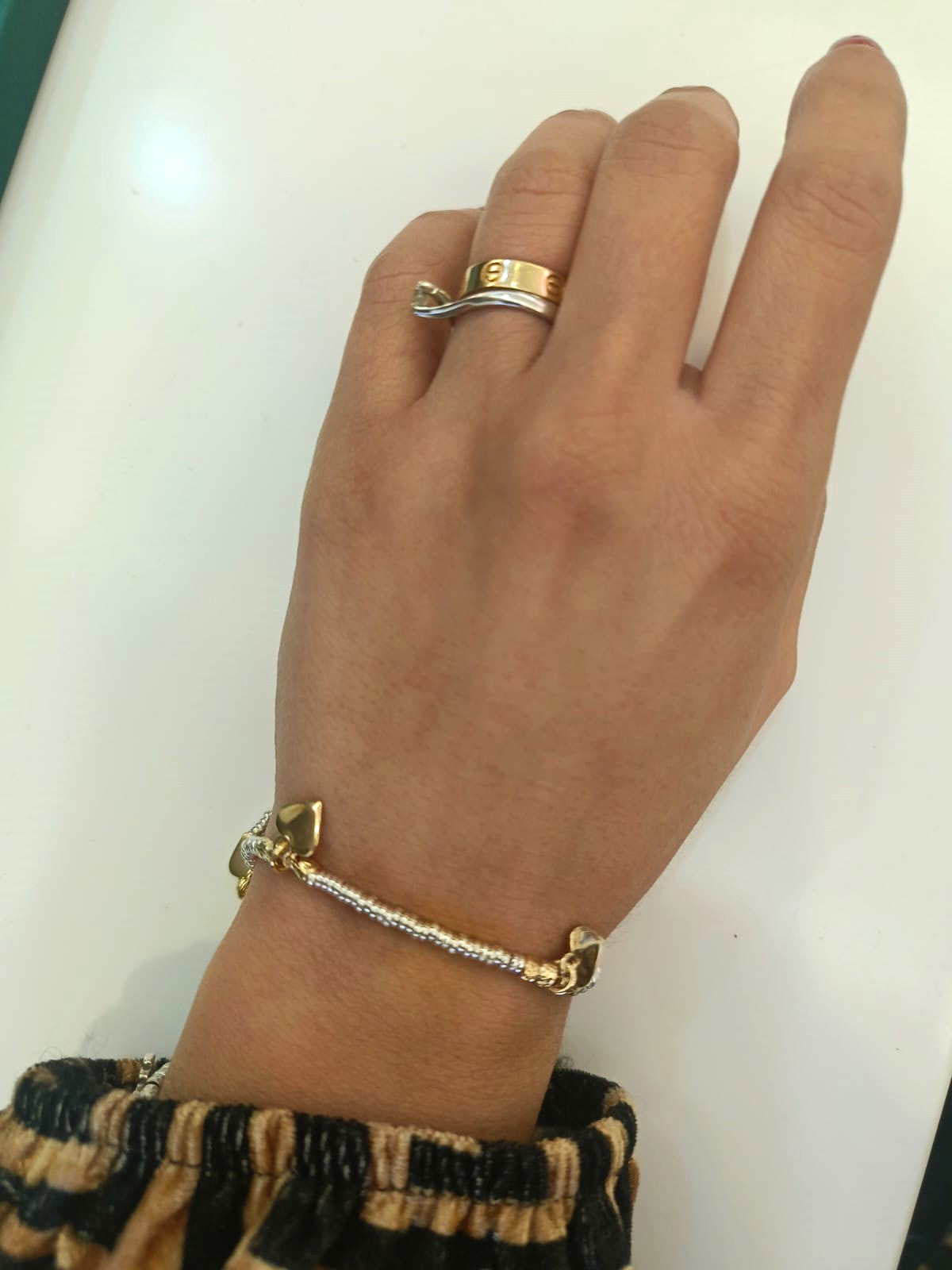 BRACCIALE TRIS DI CUORI BICOLORE