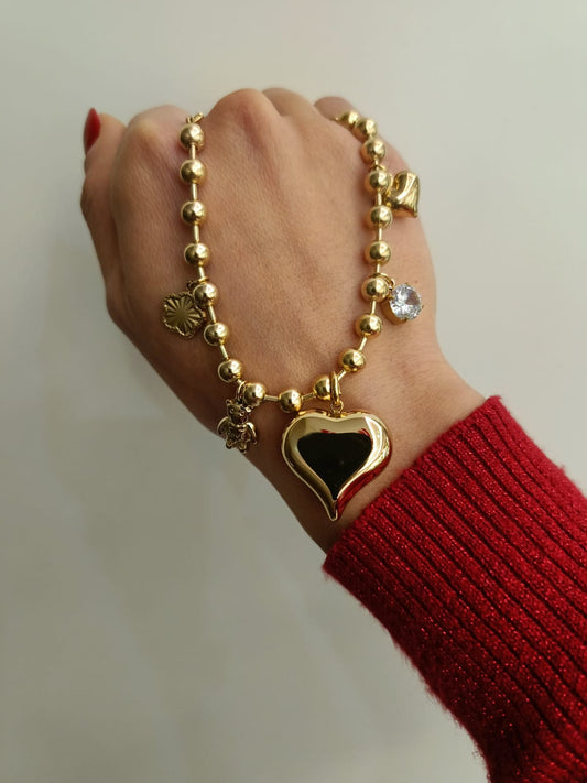 Bracciale a sfera con sonaglio + charm