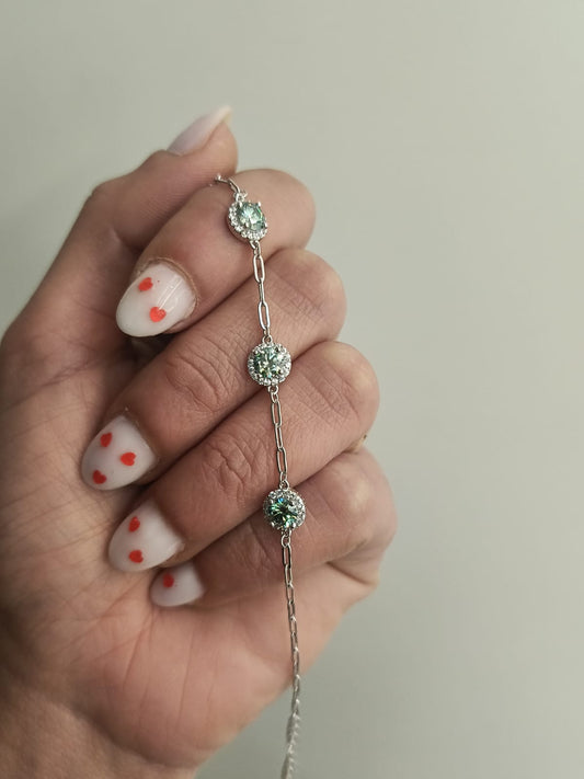 Bracciale fiore di moissanite argento