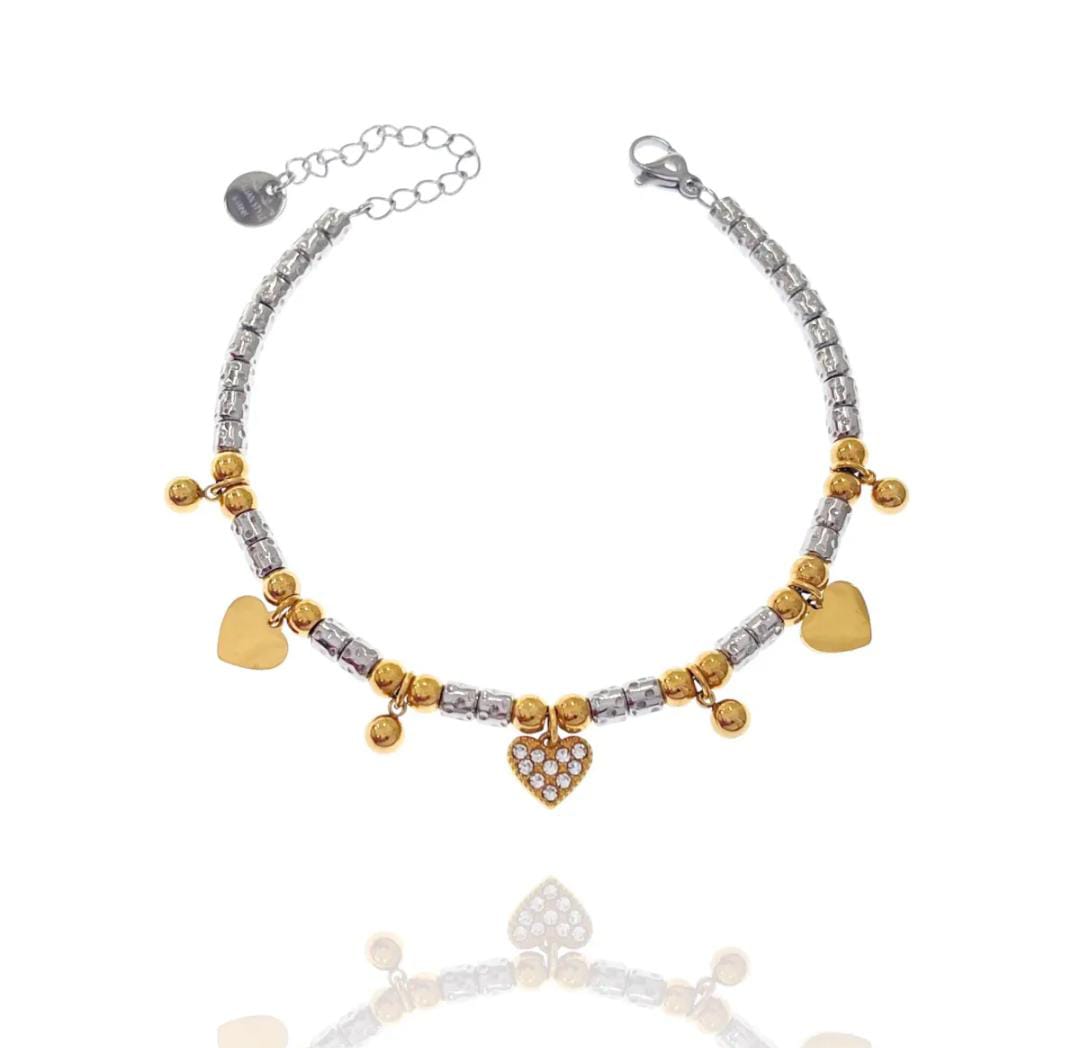 Bracciale pepite cuoricini