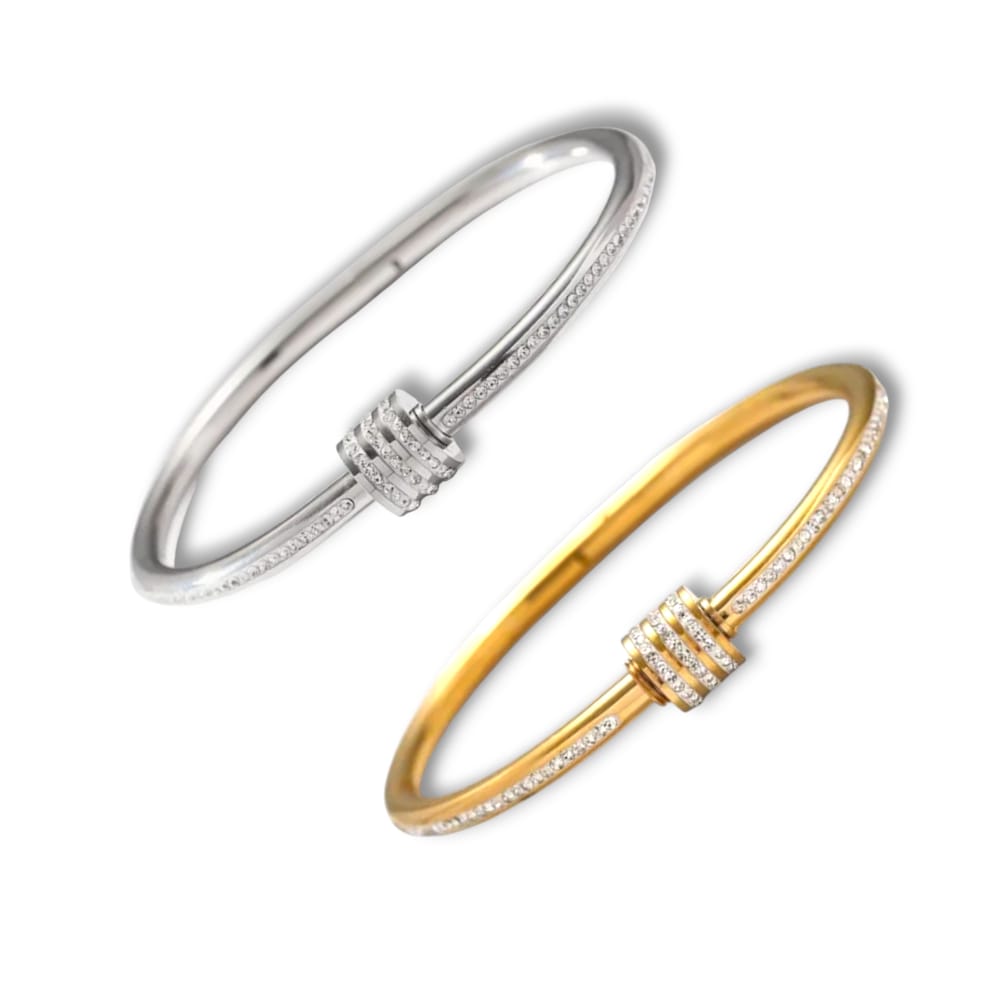 Bracciale rigido round strass