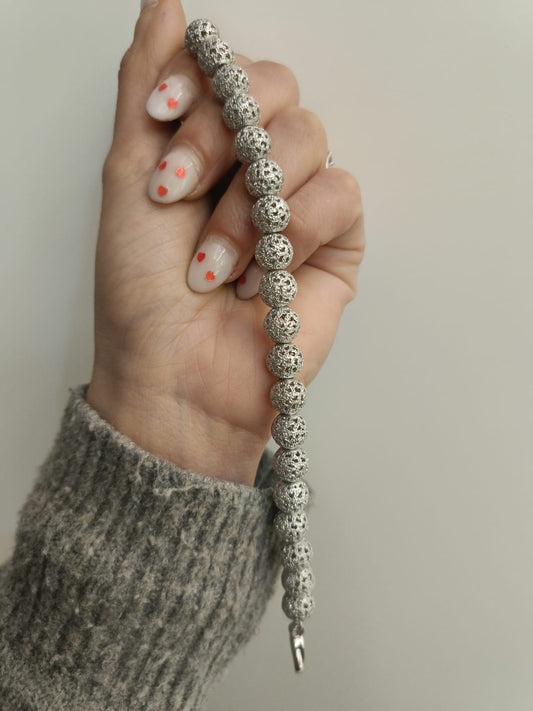 Bracciale sfera diamantata argento