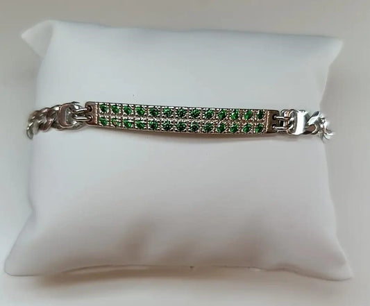 BRACCIALE ZIRCONI VERDI E ARGENTO