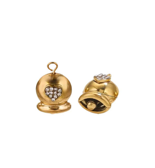 Ciondolo campanella sonaglio + cuore gold