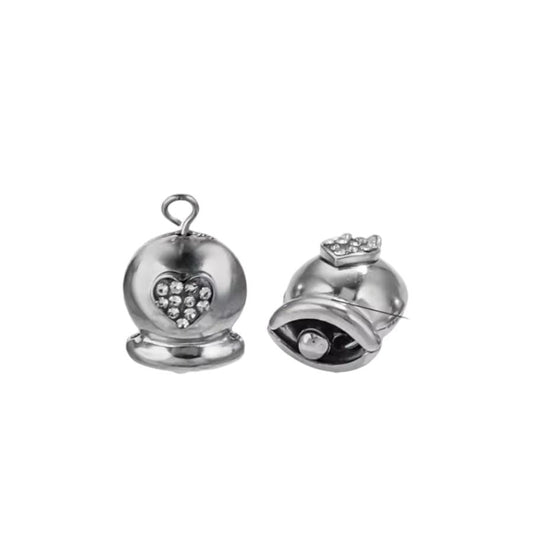 Ciondolo campanella sonaglio + cuore silver