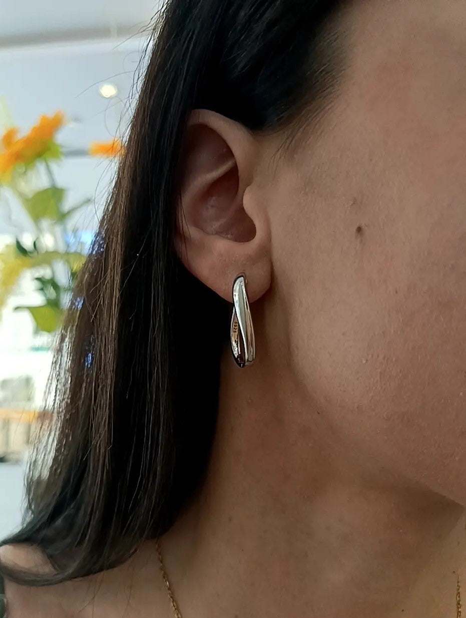 ORECCHINI CERCHI ONDA ARGENTO