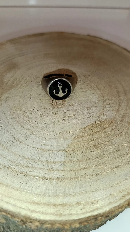 Anello chevalier "ancora" argento