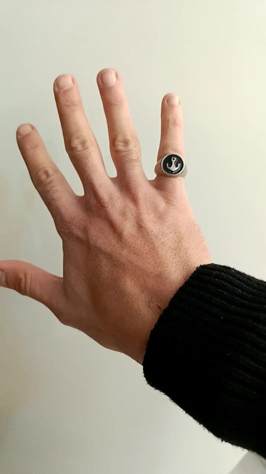 Anello chevalier "ancora" argento